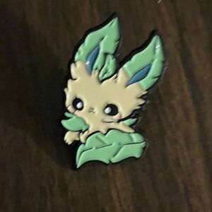 Pokemon Leafeon Pin with Green and Cream Colors